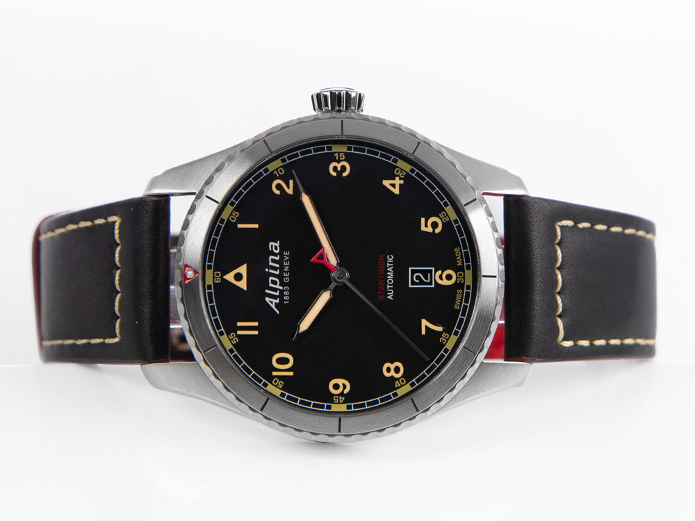 Alpina Startimer Pilot Automatic Watch,41 mm, Black, Day, AL-525BBG4S26