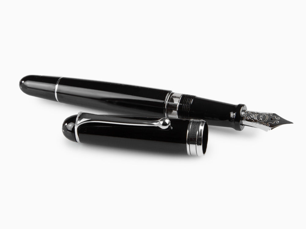 Aurora 88 Big Fountain Pen, Black Resin, Chrome trim, 800C