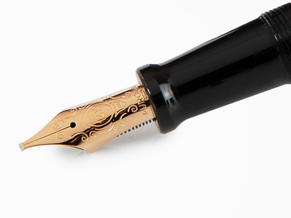 Aurora Optima Fountain Pen, Resin, Black, Gold plated, 997N