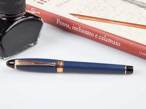 Aurora Ipsilon Matt Fountain Pen, Resin, Blue, Rose gold trim, B10-PB