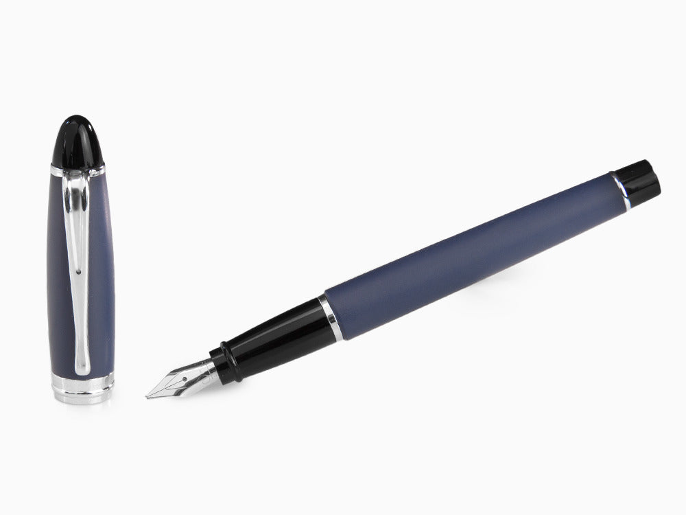 Aurora Fountain Pen Ipsilon Satin - Blue Resin and Chrome - B10B