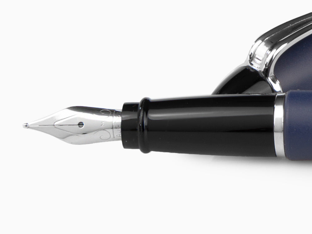 Aurora Fountain Pen Ipsilon Satin - Blue Resin and Chrome - B10B