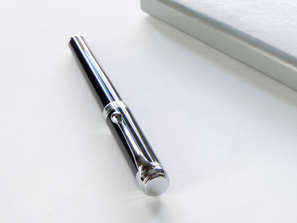 Aurora Talentum Finesse Fountain Pen -Black Resin & Chrome Trims- D13N