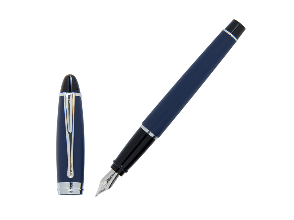 Aurora Fountain Pen Ipsilon Satin - Blue Resin and Chrome - B10B