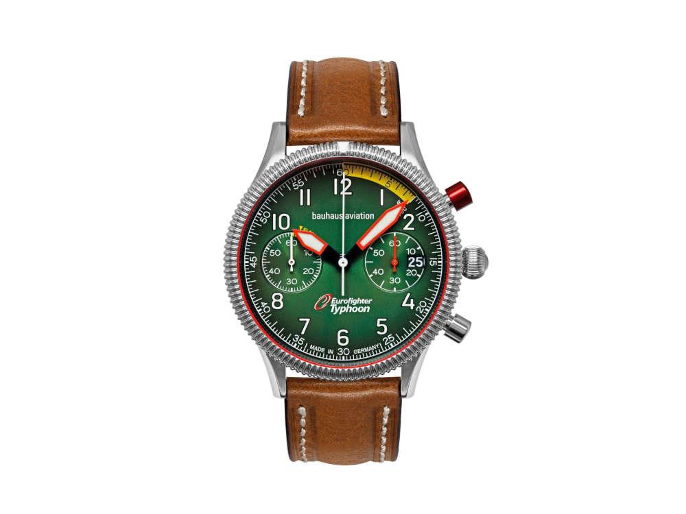 Bauhaus Aviation Quartz Watch, Green, 41 mm, Chronograph, Day, 2576-4