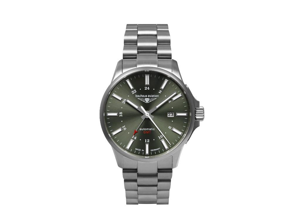 Bauhaus Aviation Titanium Automatic Watch, Green, 42 mm, Day, 2868M-4