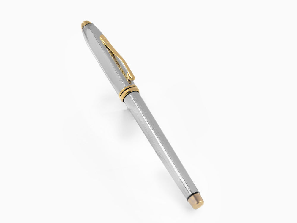 Cross Townsend Fountain Pen, Chrome, Silver, Polished, 23K Gold plated
