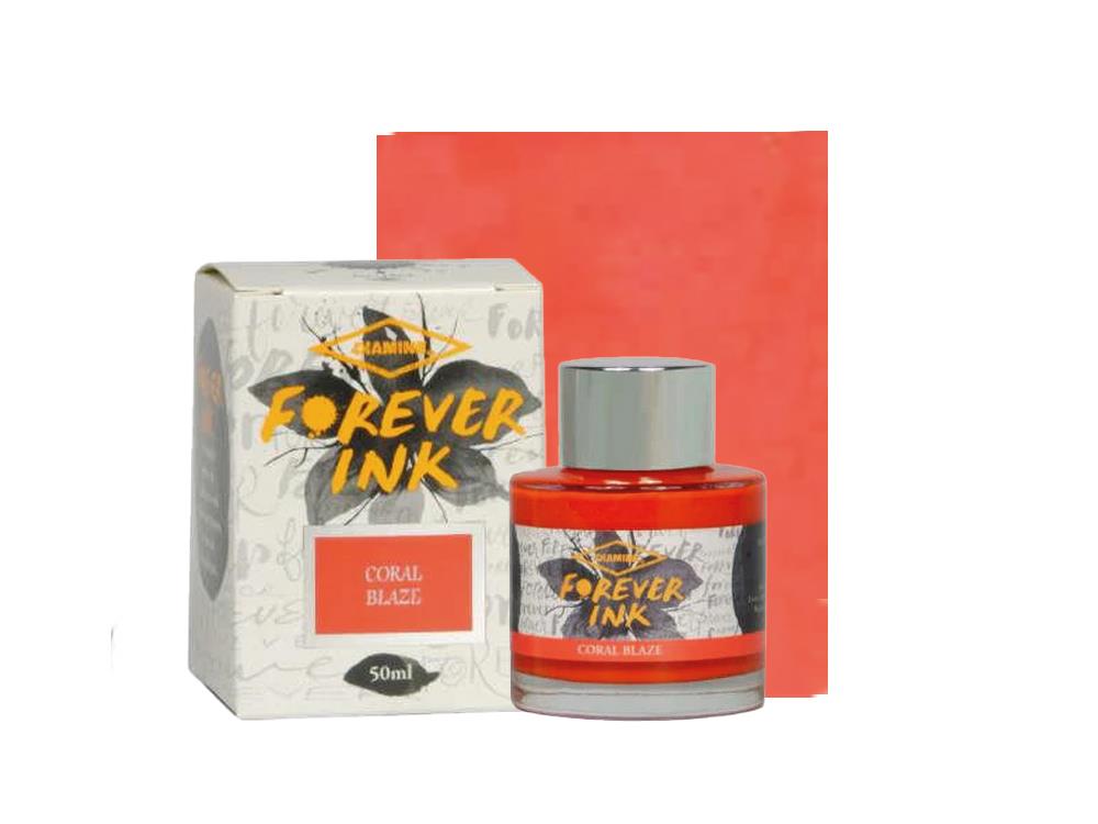 Diamine Forever Ink Collection -Permanent Pigment Ink Bottle, Coral Blaze, 50ml