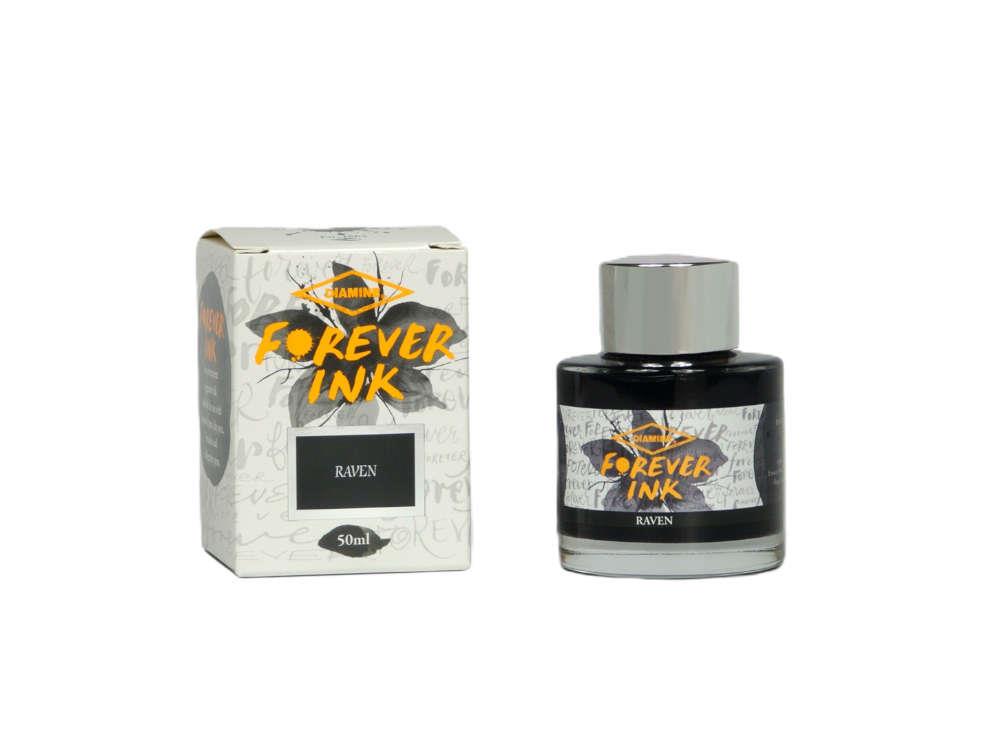 Diamine Forever Ink Collection -Permanent Pigment Ink Bottle Raven, Black, 50ml