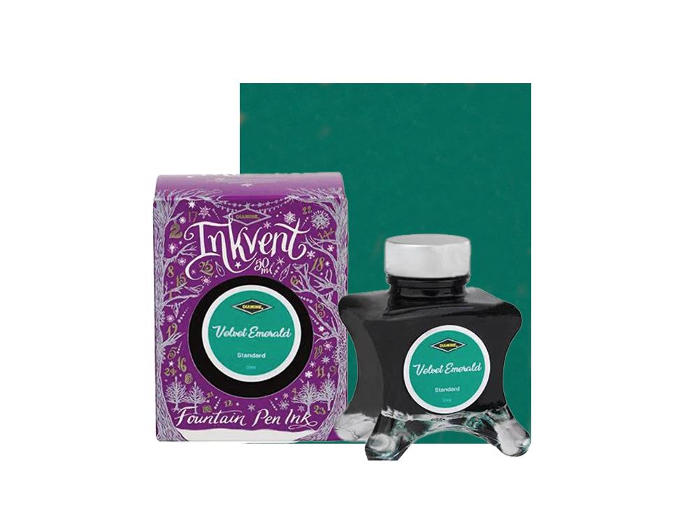 Diamine Velvet Emerald Ink Vent Purple Ink Bottle, 50ml, Standard, Green