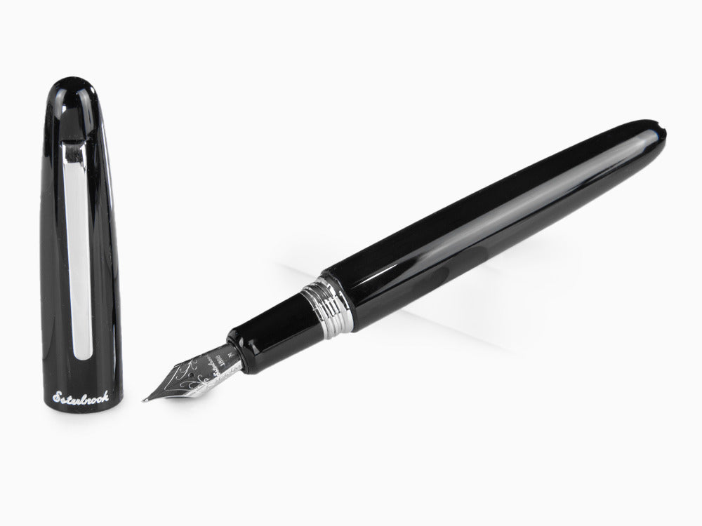 Esterbrook Estie Oversize Ebony Fountain Pen, Black, Chrome Trim, E166