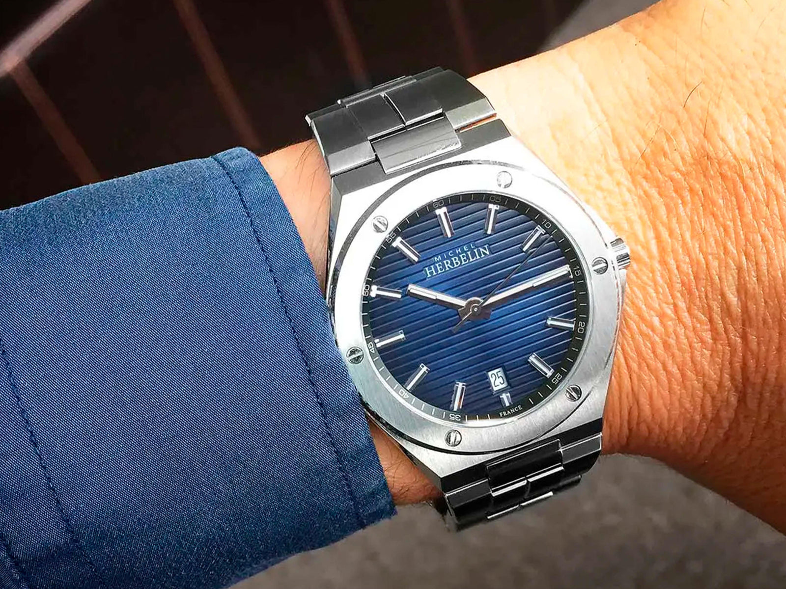 Herbelin Cap Camarat Quartz Watch, Blue, 40.5 mm, Day, 12245B15