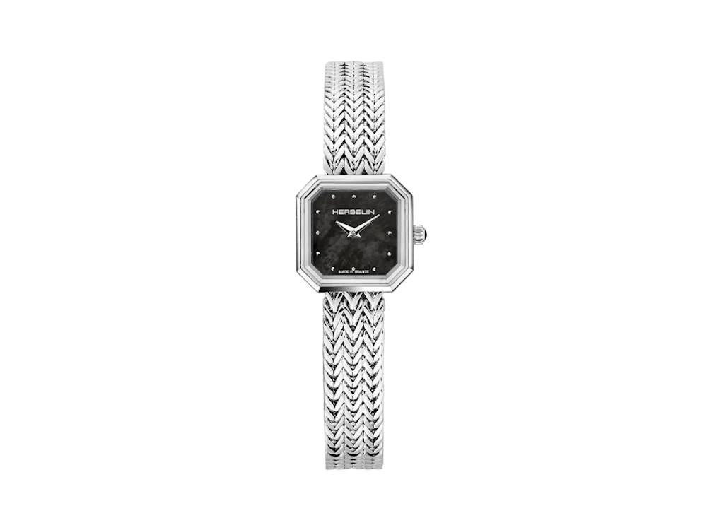 Herbelin Octogone Quartz Watch, Stainless Steel 316L, Black, 22 mm, 17436B49