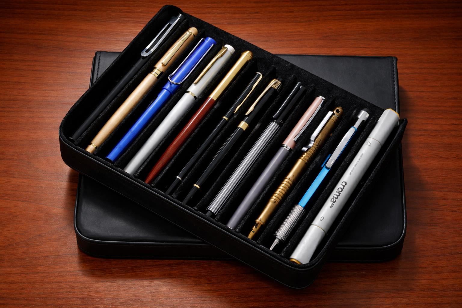 Iguana Pen Case Black, 12 Writing Items