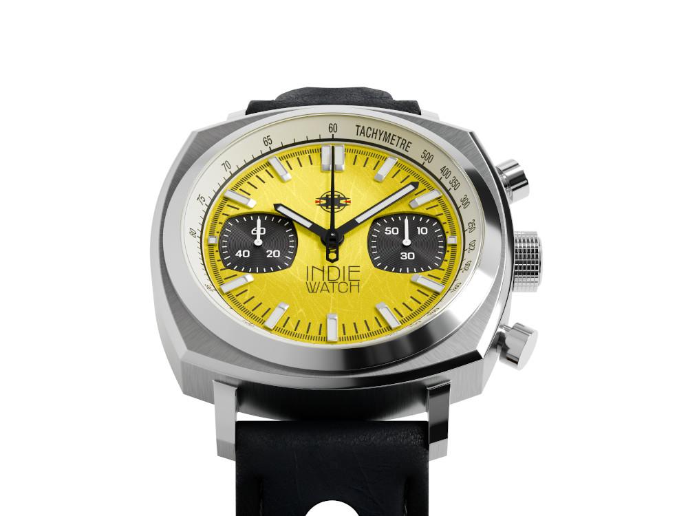 Indie Watch Strum Quartz Watch, Yellow, 42 mm, Chronograph, 521M