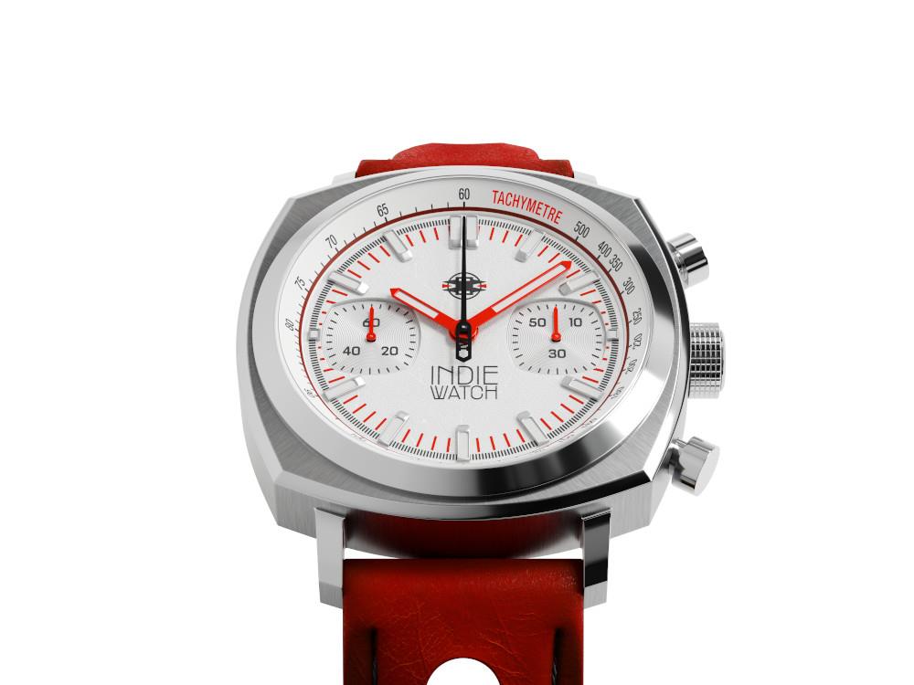 Indie Watch Strum Quartz Watch, White, 42 mm, Chronograph, 521R