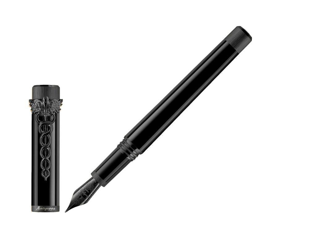 Montegrappa Zero Zodiac Caduceus Ultra-Black Fountain Pen Nib Steel