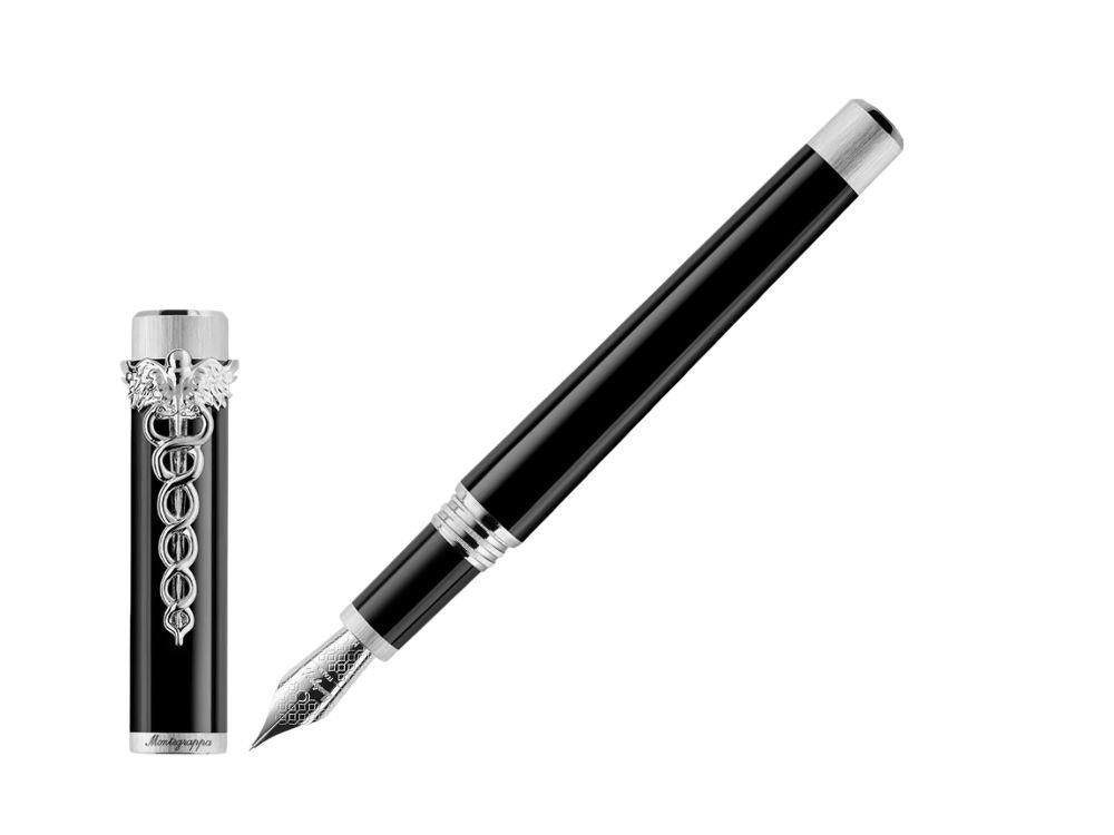 Montegrappa Zero Zodiac Caduceus Palladium Fountain Pen Nib Steel