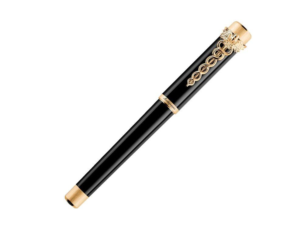 Montegrappa Zero Zodiac Caduceus Fountain Pen Yellow Gold Nib Steel