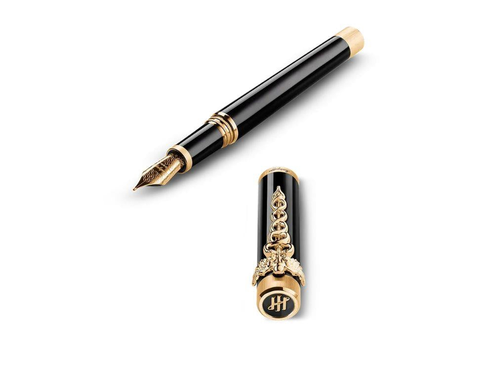 Montegrappa Zero Zodiac Caduceus Fountain Pen Yellow Gold Nib Steel