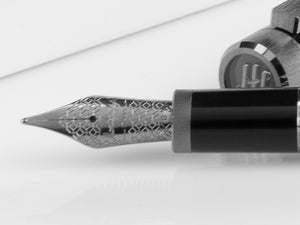 Montegrappa Zero Fountain Pen, Black Resin, Steel, Ruthenium, ISZET-BL