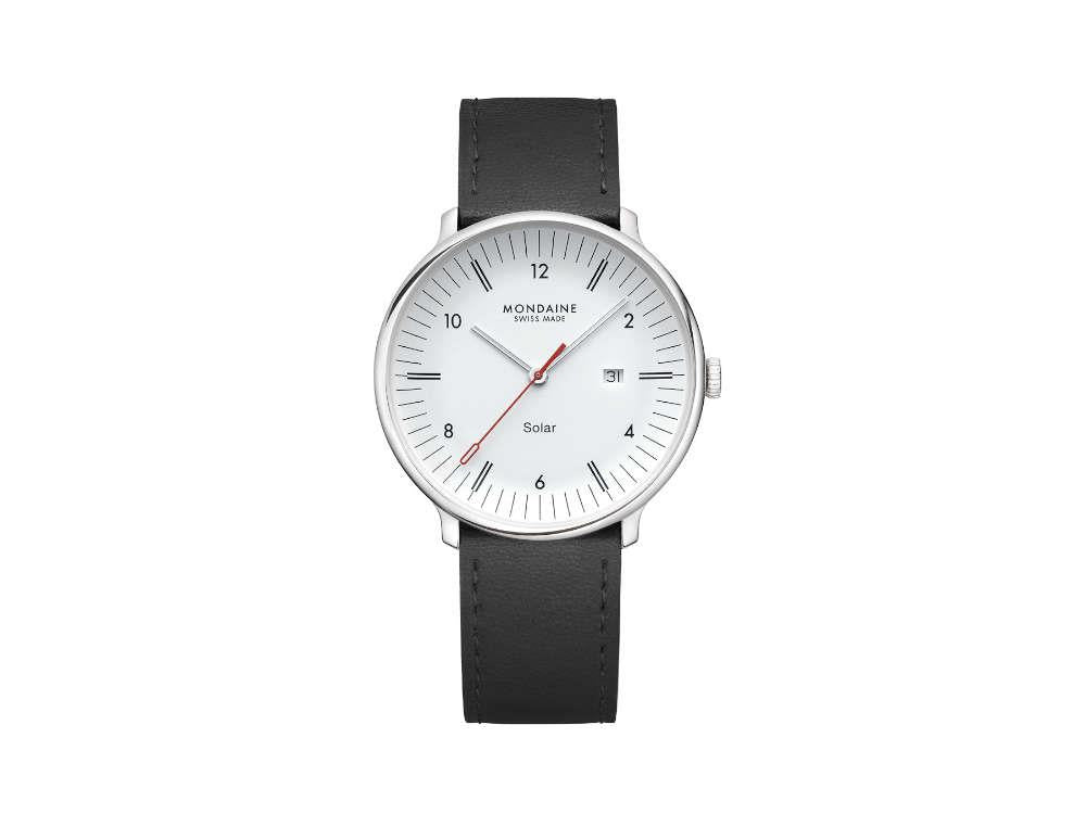 Mondaine Doppio Quartz Solar Watch, White, 41 mm, MLE.41910.LBV