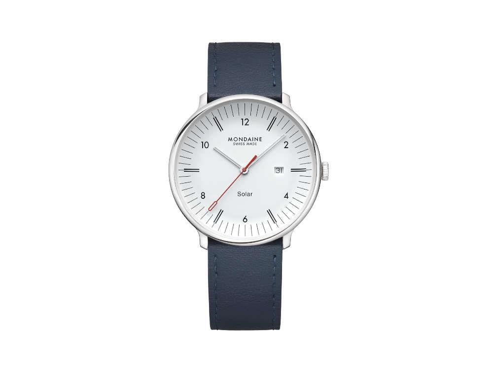 Mondaine Doppio Quartz Solar Watch, White, 41 mm, MLE.41910.LDV