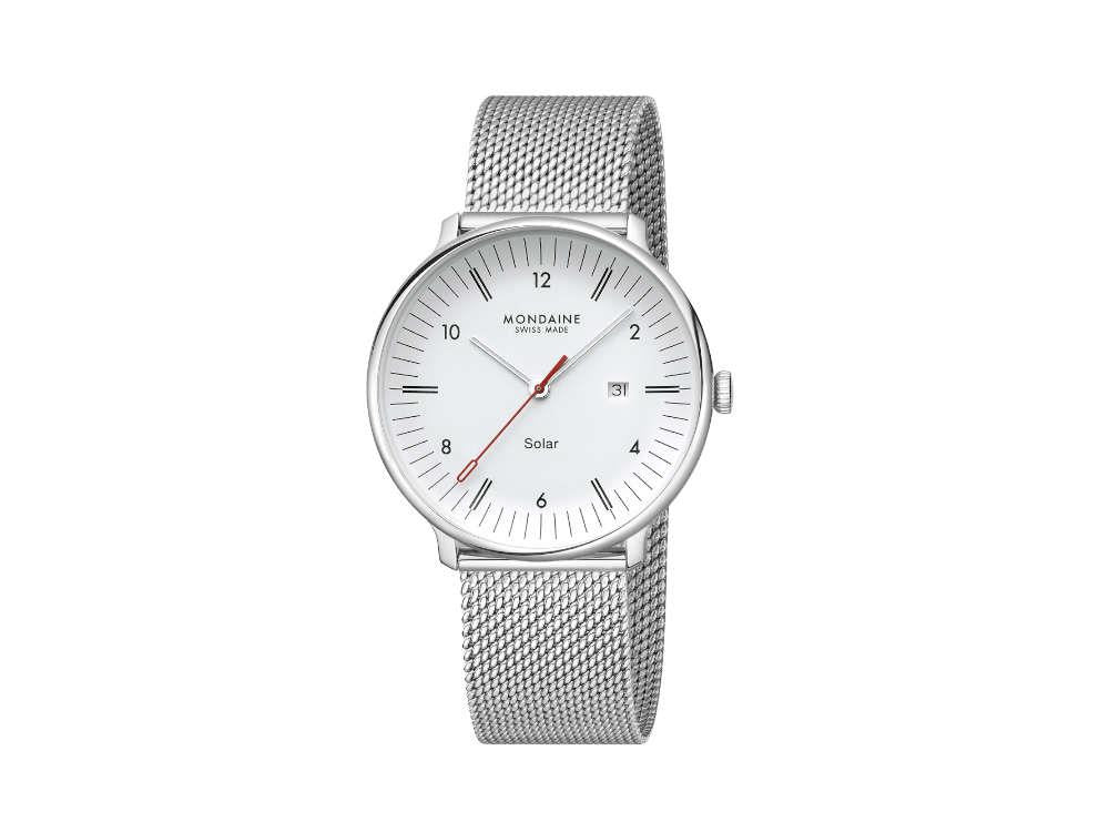 Mondaine Doppio Solar Quartz Watch, White, 41 mm, MLE.41910.SM