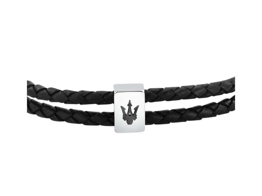 Maserati Gioielli Bracelet Leather, Black, Stainless Steel, JM226AVE44
