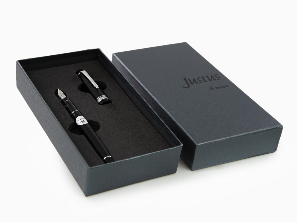 Pilot Justus 95 Fountain Pen, Resin, Rhodium trim, Black, FJ-3MRR-NB-NT