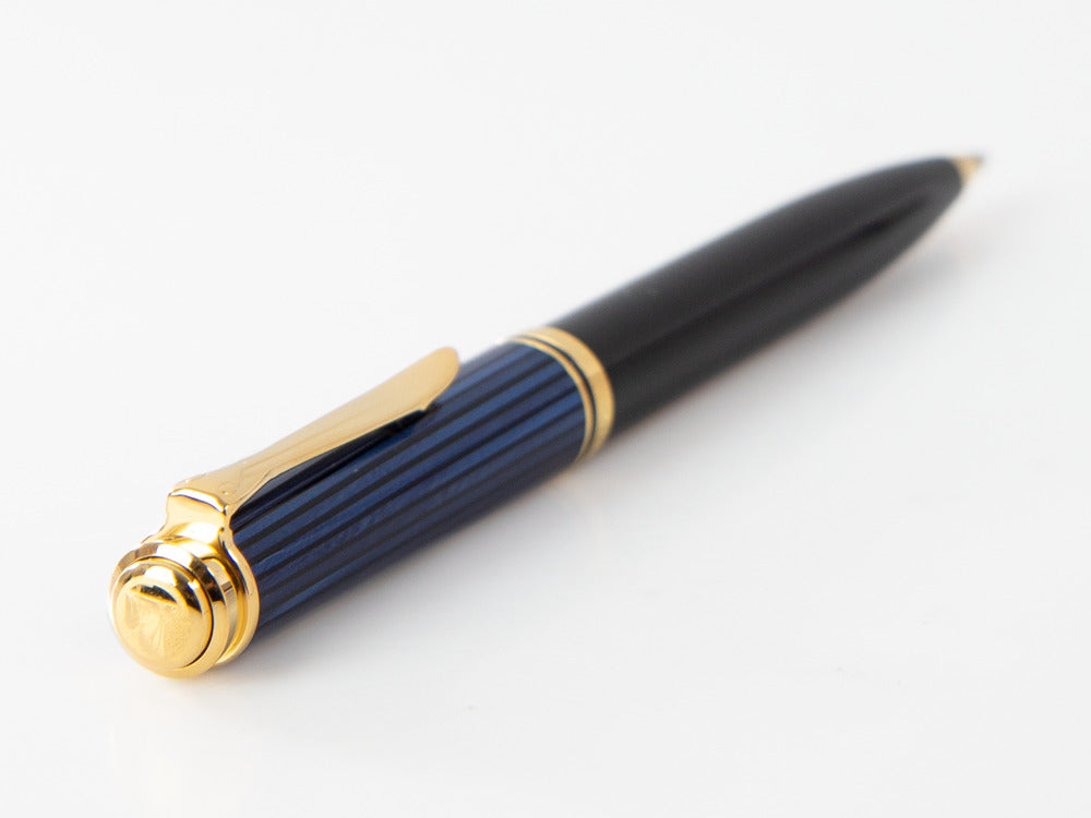 Pelikan K600 Ballpoint pen, Black and blue, Gold trim, 988378