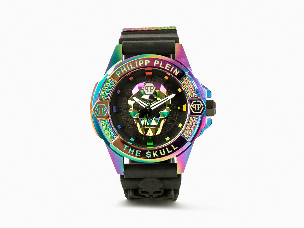 Philipp Plein The Skull Rainbow Quartz Watch, PVD, Black, 44 mm, PWAAA2123