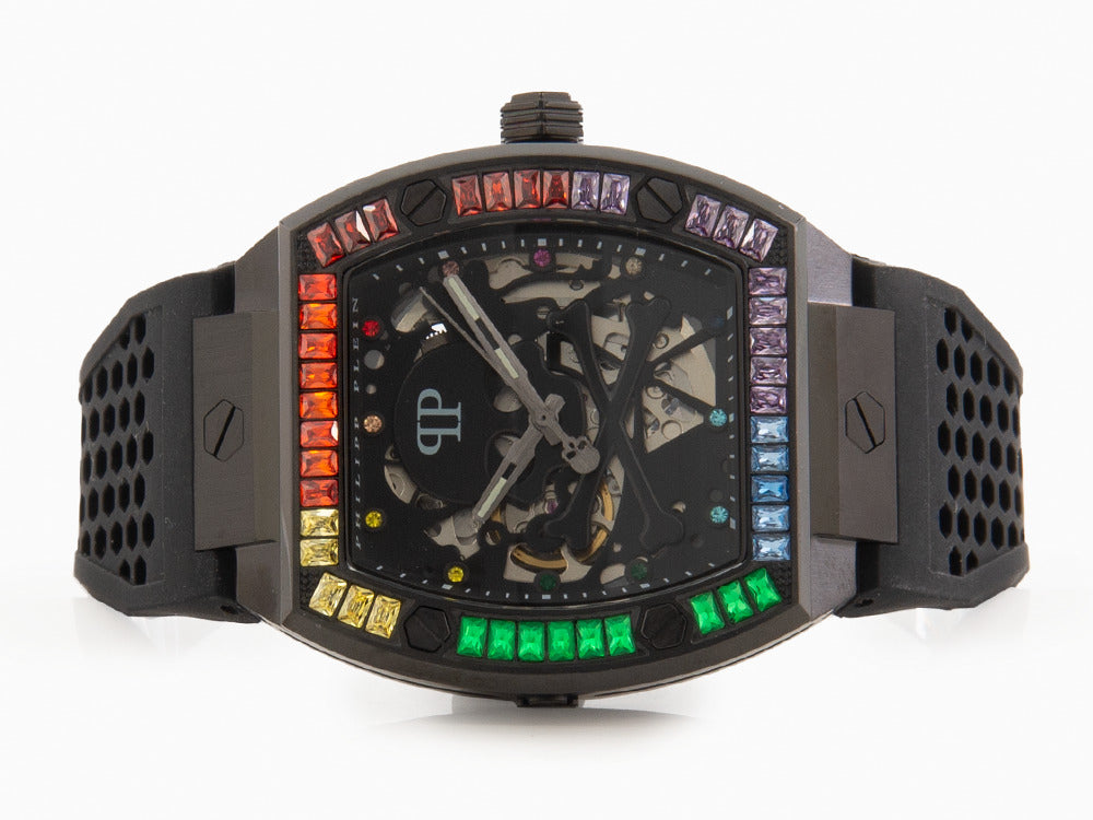 Philipp Plein The Skeleton Automatic Watch, PVD, Black, 44 mm, PWBAA0621