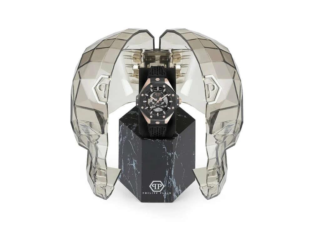 Philipp Plein Skeleton Royal Automatic Watch, PVD Gold, Black, 46 mm, PWPFA0224