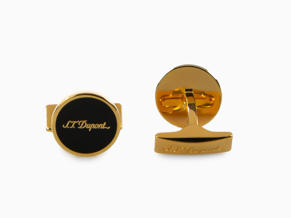 S.T. Dupont D Cufflinks, Lacquer, Gold, Black, 005833