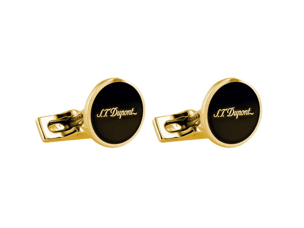 S.T. Dupont D Cufflinks, Lacquer, Gold, Black, 005833