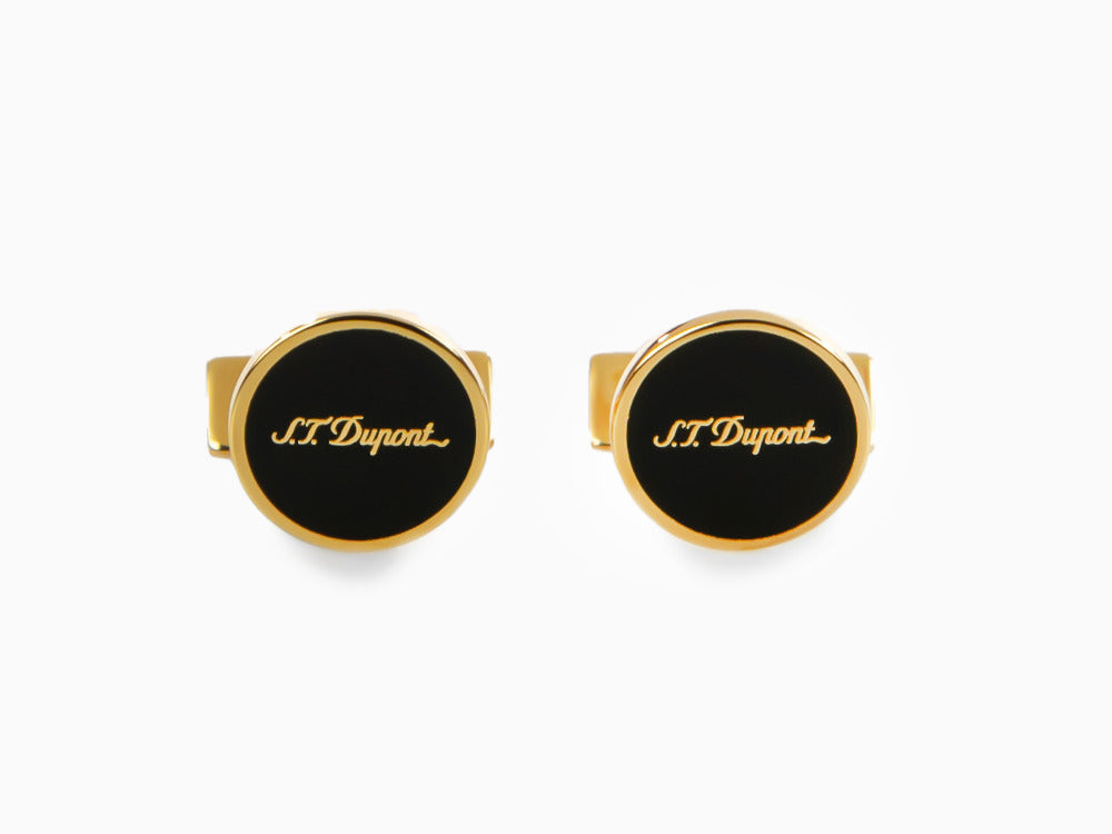 S.T. Dupont D Cufflinks, Lacquer, Gold, Black, 005833