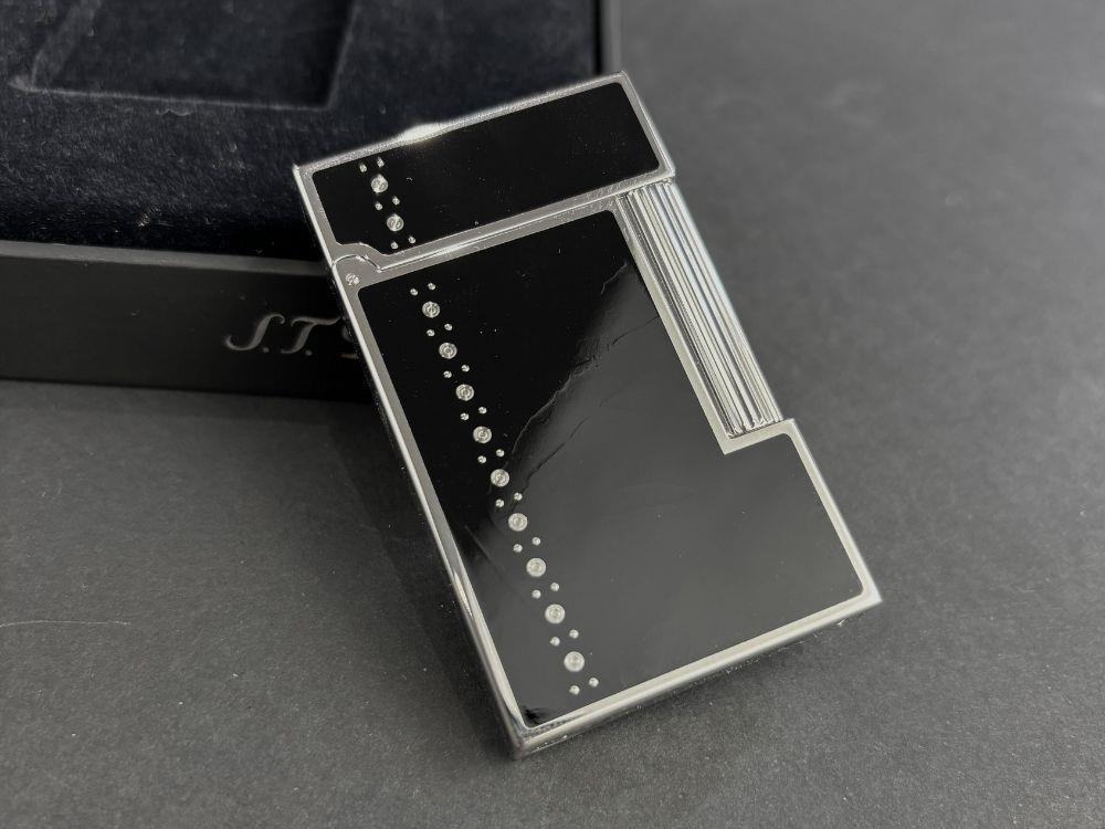 S.T. Dupont Ligne 2 Derby Lighter, Lacquer, Palladium trim, Black, 016434
