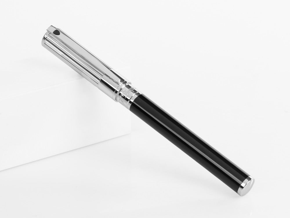 S.T. Dupont D-Initial Fountain Pen, Lacquer, Black, Chrome Trim, 260204