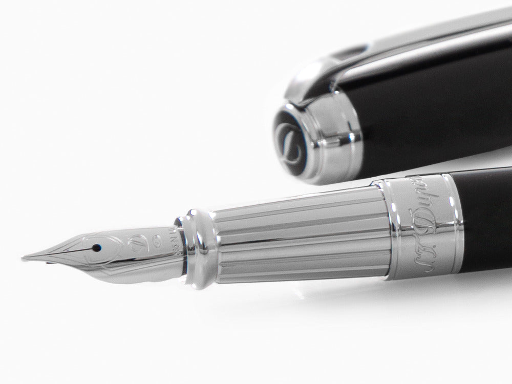 S.T. Dupont New Line D Large Fountain Pen, Lacquer, Black, Palladium