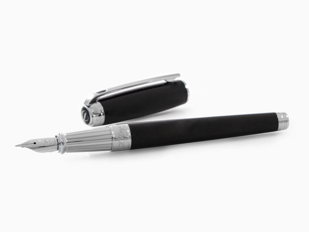 S.T. Dupont New Line D Large Fountain Pen, Lacquer, Black, Palladium