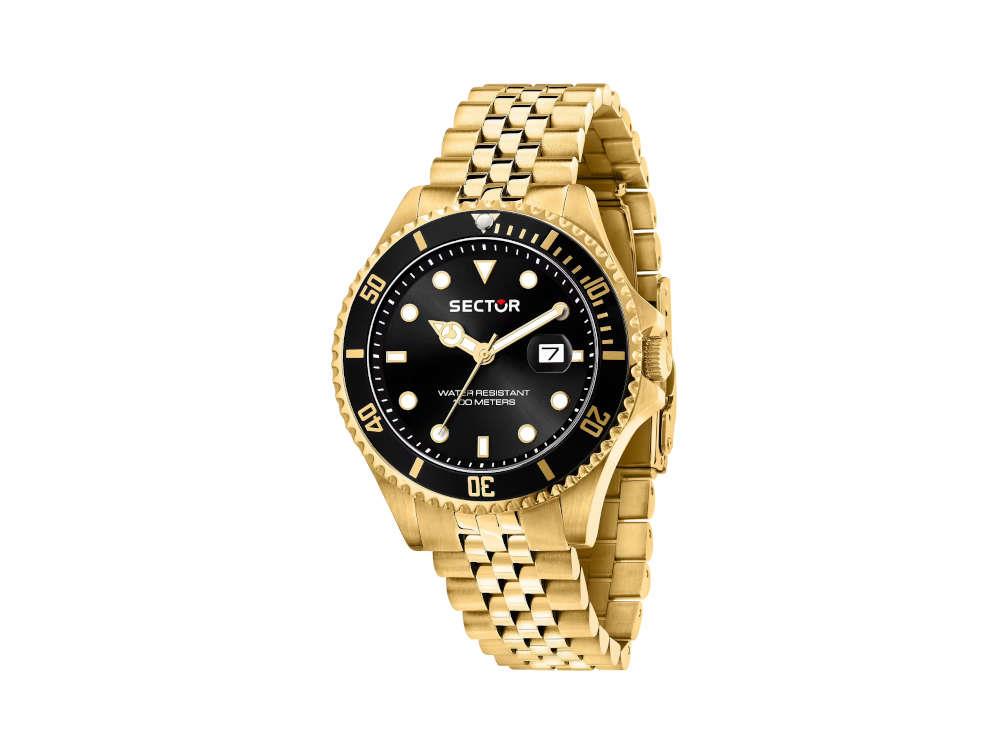 Sector No Limits 230 Quartz Watch, PVD Gold, Black, 43 mm, R3253161051
