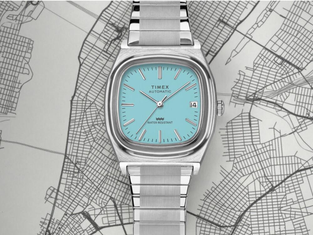 Timex E Line Automatic Watch, Turquoise, 34 mm, TW2Y07300