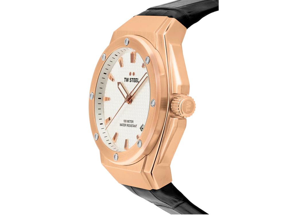 TW SteelCeo Tech 44mm Quartz Watch, White, 44 mm, Leather strap, 10 atm, CE4109