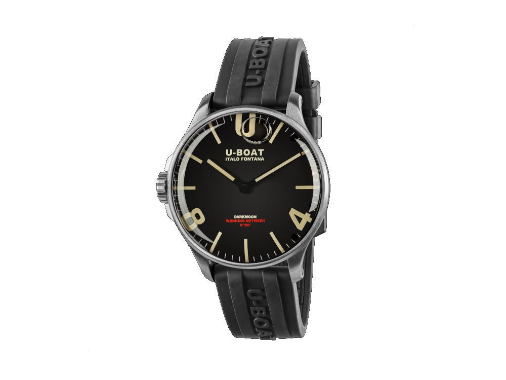 U-Boat Capsoil Darkmoon 44 SS Quartz Watch, Rubber, Black, 44 mm, 8463/A
