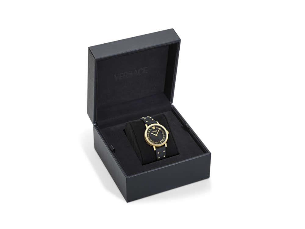Versace Greca Fortuna Quartz Watch, PVD Gold, Black, 35 mm, VE0A00225