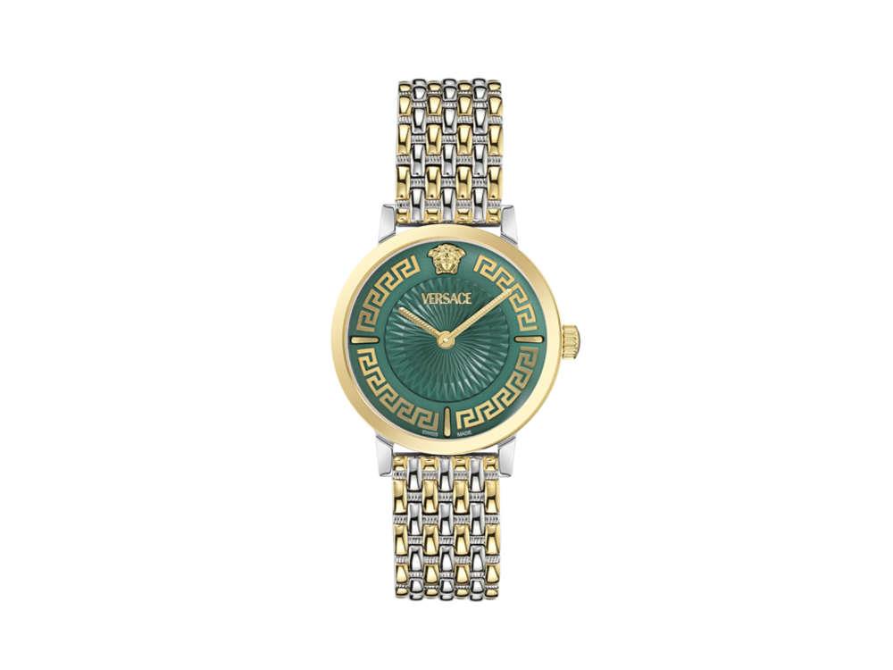 Versace Greca Fortuna Quartz Watch, PVD Gold, Green, 35 mm, VE0A00325