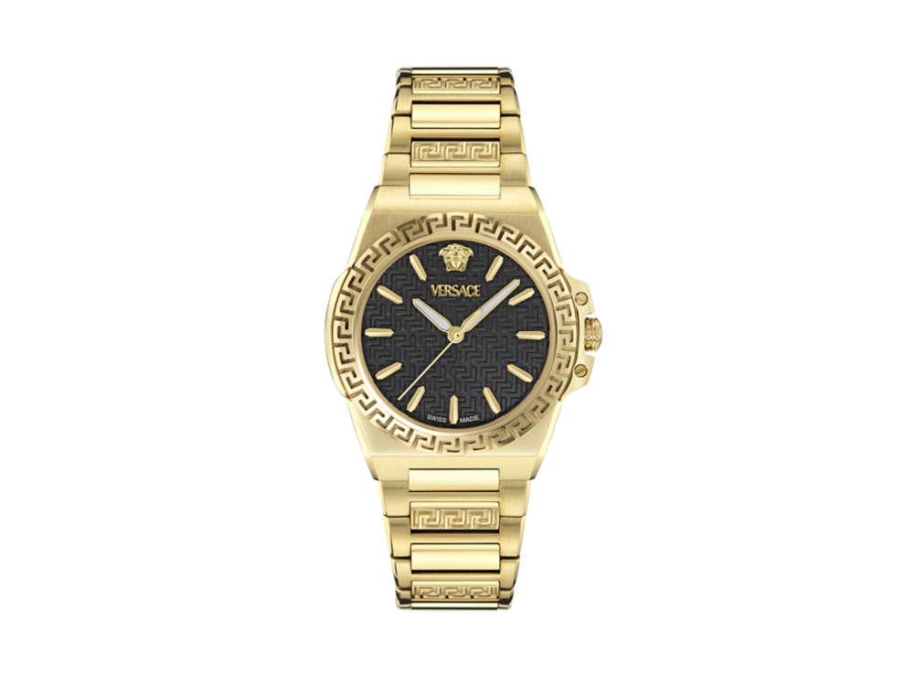 Versace Greca Reaction Quartz Watch, PVD Gold, Black, 38 mm, VE0D00525