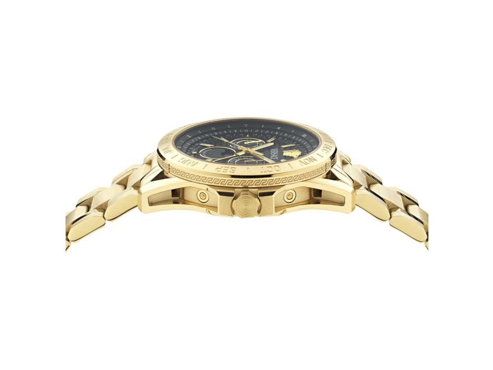 Versace V-Galaxy Moonphase Quartz Watch, PVD Gold, Black, 43 mm, VE0K00425