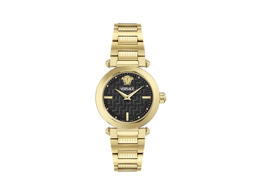 Versace Greek Quartz Watch, PVD Gold, Black, 35 mm, Sapphire Crystal, VE5B00625